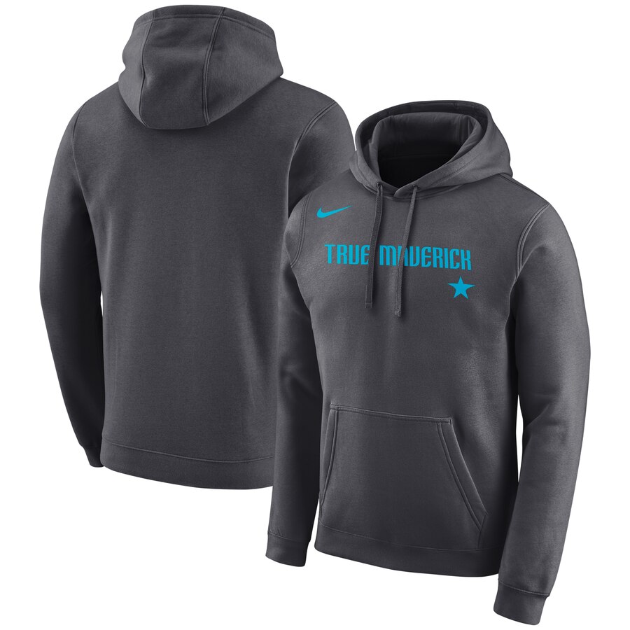 NBA Dallas Mavericks Nike City Edition Logo Essential Pullover Hoodie Gray-0